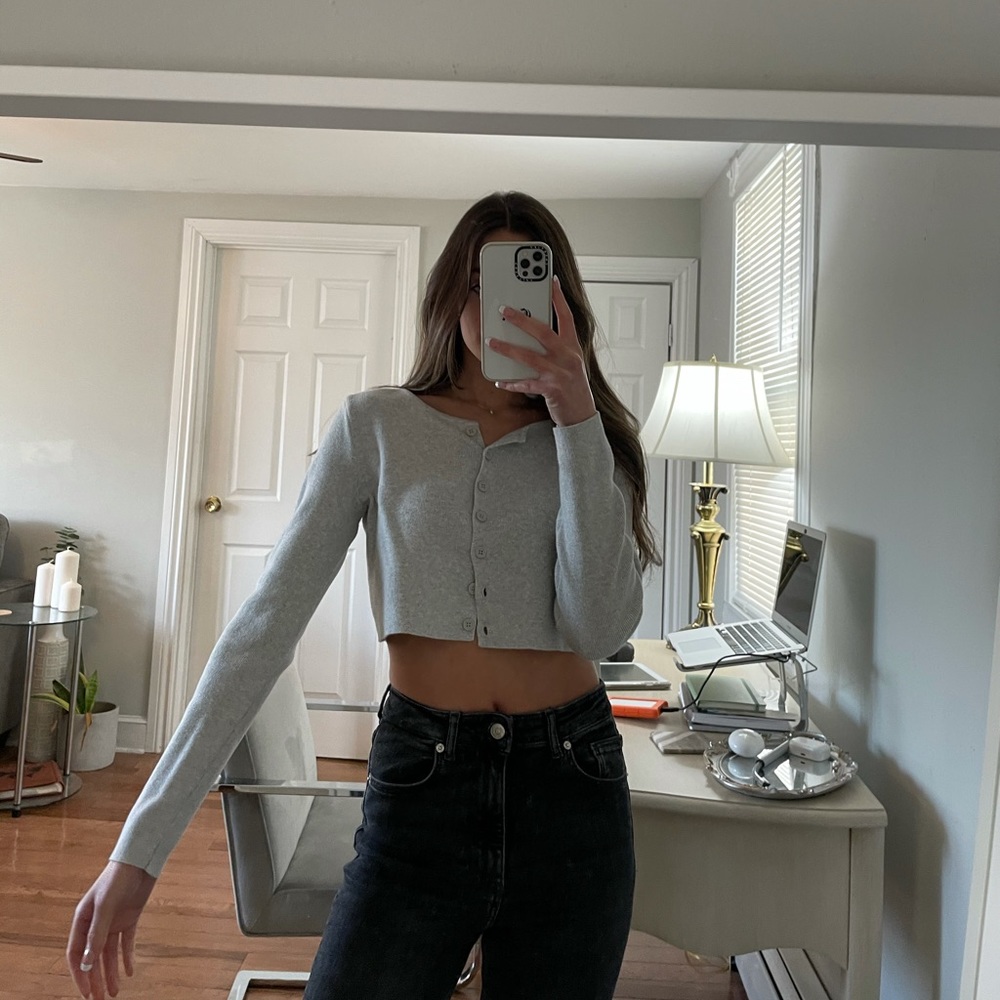 Gray Brandy Melville Cropped Cardigan